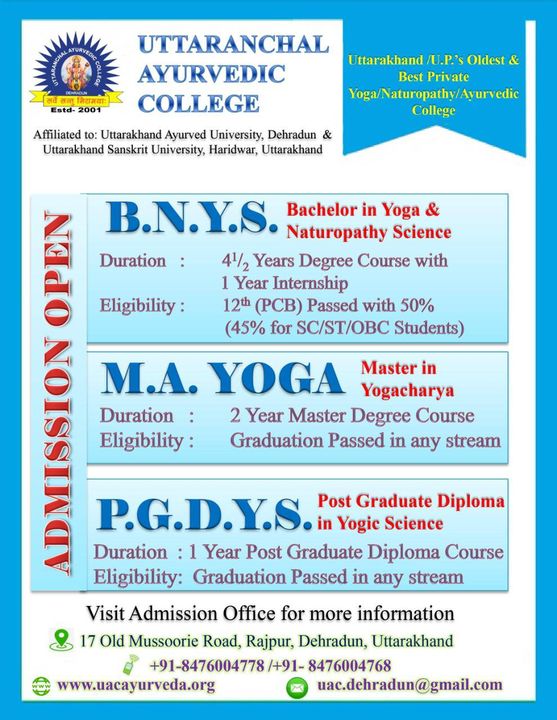 Uttaranchal Ayurvedic university Admission