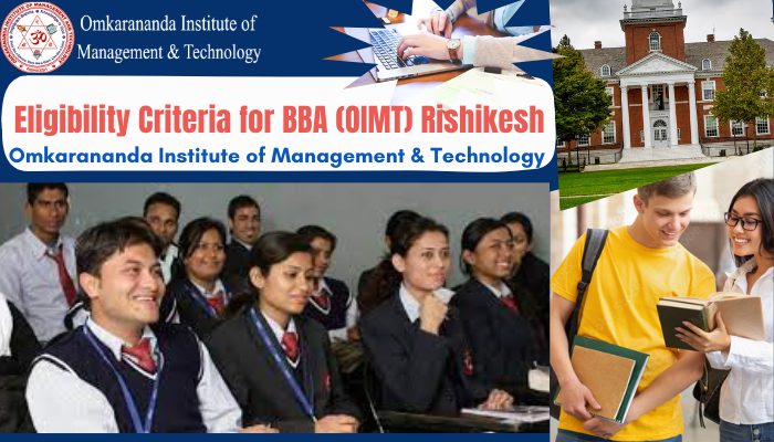 About BBA Course in Omkarananda Institute of Management &Technology (OIMT) Rishikesh In the state of Uttarakhand, the eligibility criteria for the BBA course at Omkarananda Institute of Management and Technology (OIMT) Rishikesh resourceful in the field of executive and technical educative. With the kind consent of HD Paramahamsa Swami Omkarananda Sarasvati Ji Maharaja, OIMT was established in the year 1999. Beginning with MBA, BBA, and BCA programmers, best management & technology studies OIMT has worked to offer students in Uttarakhand and other areas of the nation a quality education that is The BBA program at OIMT is a three-year undergraduate course designed to prepare students for managerial roles in various organizations. The course is designed to best management & technology studies. Its provide students with a strong foundation in business principles, management practices, and entrepreneurship skills. The curriculum includes subjects such as accounting, economics, marketing, finance, human resource management, organizational behavior, and business law. OIMT's BBA course is affiliated with HNB Garhwal Central University, which is recognized by UGC and NAAC. This ensures that the course content, teaching methods, and evaluation processes are of high quality and meet national standards. The Candidate qualify eligibility criteria for BBA Course in omkarananda institute of management & technology (OIMT) Rishikesh then, you get admission OIMT. After that OIMT provides practical training through internships, case studies, industry visits, and projects. This hands-on experience helps students to develop problem-solving skills, teamwork, communication, and leadership abilities, which are essential for success in the best management & technology studies Furthermore, the institute has a team of experienced and qualified faculty members who have both academic and industry expertise. They provide personalized attention to each student and mentor them to achieve their career goals. Overall, this is the best college in Rishikesh pursuing a BBA course at OIMT can be a great choice for students who aspire to become business leaders and entrepreneurs. The institute provides a supportive and enriching learning environment that prepares students for a successful career in the field of management. student should possess eligibility criteria for BBA course in Omkarananda Institute of Management & Technology (OIMT) Rishikesh priority basis 1 BBA Program at Omkarananda Institute of Management & Technology (OIMT) Rishikesh BBA is a three-year undergraduate course that provides students with a comprehensive understanding of management and business. The program focuses on building a strong foundation of management principles and practices. The BBA program at OIMT Rishikesh is designed to equip students with the necessary skills and knowledge required to excel in the corporate world. 2. The Eligibility Criteria for BBA Course in Omkarananda Institute of Management & Technology (OIMT) Rishikesh Eligibility Criteria Details Academic Qualification Eligibility Criteria for BBA Course in Omkarananda Institute of Management & Technology (OIMT) Rishikesh, candidates must have passed their 10+2 examination or equivalent from a recognized board with a minimum of 50% marks in aggregate. Minimum Marks General Category: minimum of 50% marks in their 10+2 examination or equivalent from a recognized board. SC/ST Category: minimum of 45% marks in their 10+2 examination or equivalent from a recognized board. OBC Category: minimum of 47.5% marks in their 10+2 examination or equivalent from a recognized board. Age Limit As per the university guidelines, the maximum age limit for BBA admission at Omkarananda Institute of Management & Technology (OIMT) Rishikesh is 22 years on or before 1st July of the year of admission. However, there may be some relaxation in the age limit for candidates belonging to reserved categories as per the university norms. Entrance Exam To get admission in the BBA program candidates should be clear eligibility criteria for BBA course in Omkarananda Institute of management & technology (OIMT) Rishikesh the candidates need to appear for the OIMT Entrance Examination (OEE) conducted by the institute. The OEE assesses the candidate's aptitude and skills in various areas such as quantitative ability, logical reasoning, verbal ability, and general knowledge. The exam typically consists of multiple-choice questions and is conducted online or offline. 3. Documents Required for Admission 1 - Mark sheet of 10th and 10+2 or equivalent examination 2- Transfer certificate (TC) from the last school/college attended 3 - Migration certificate (if applicable) 4- Character certificate from the last school/college attended 5- Caste certificate (if applicable) 6 - Domicile certificate (if applicable) 7 - Aadhaar card or any other valid ID proof 8- 3 Passport size photographs (recent) Application form with all the necessary details and documents as per the instructions provided 4. OIMT Scholarship and Financial Assistance OIMT Rishikesh offers various scholarships and financial assistance to deserving and eligible students for the BBA program. These include merit-based scholarships, sports scholarships, need-based scholarships, and minority scholarships. Additionally, financial assistance is provided to students facing financial difficulties in the form of education loans or fee concessions. The scholarship committee reviews the applications and decides on the scholarship amount based on the eligibility criteria for BBA Course in Omkarananda Institute of Management & Technology (OIMT) Rishikesh and availability of funds. these kind of facilities are make OIMT best college in rishikesh 5. Qualified faculty after BBA in OIMT Rishikesh BBA graduates from OIMT Rishikesh have a variety of career opportunities available to them in different sectors such as business management, marketing, finance, human resource management, entrepreneurship, and government jobs. They can also pursue higher education in management or related fields such as MBA, PGDM, MMS, or MS to enhance their career prospects and pursue senior-level positions