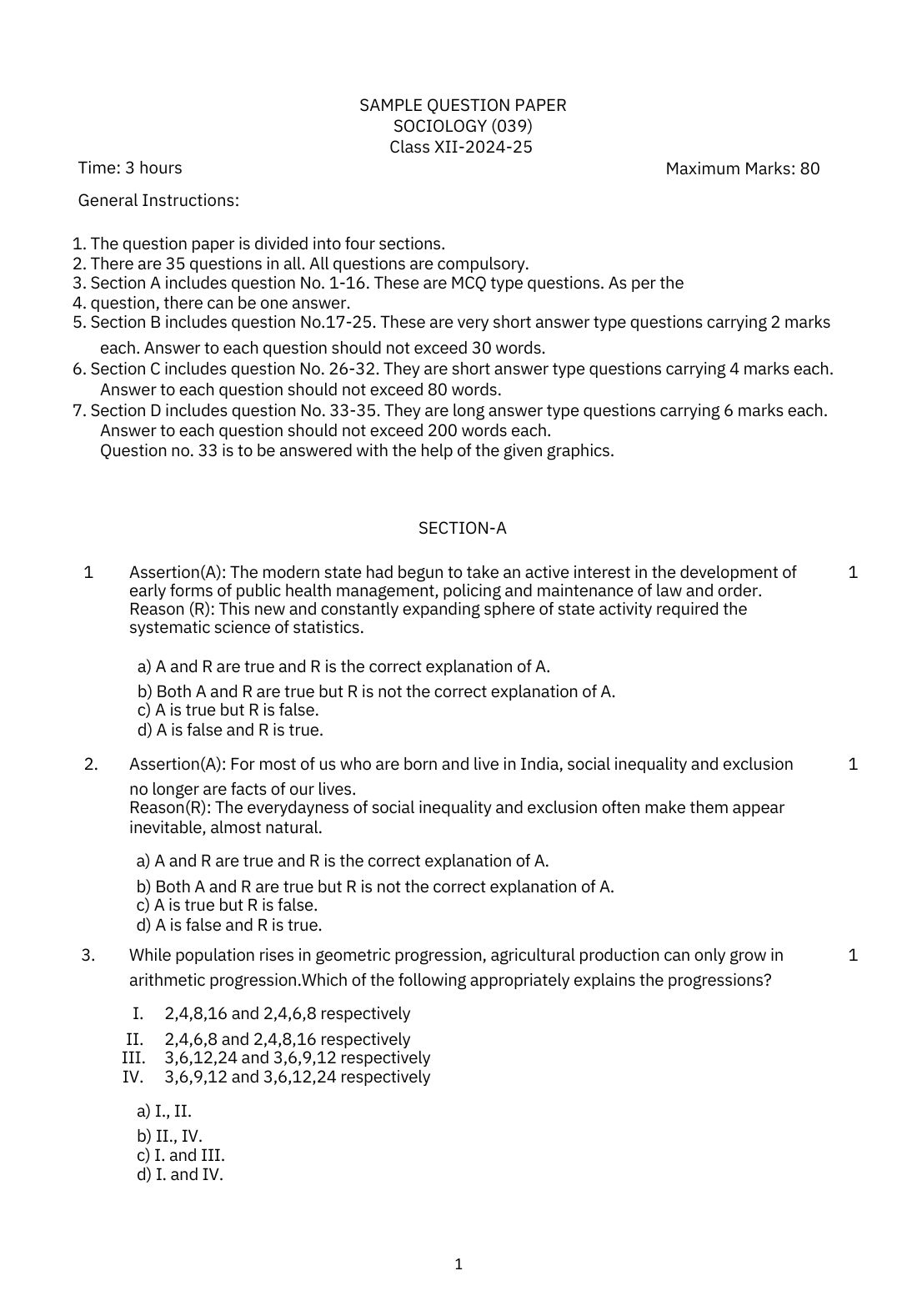 sociology sample paper class 12 2025