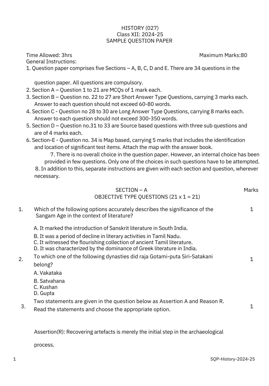 Class 12 History pre-board Sample Paper